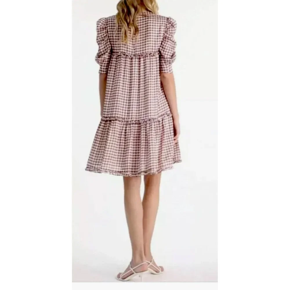 $338 Birgitte Herskind Sus Shift Dress  Pepita Houndstooth Print Size US 12 XL - Picture 2 of 7
